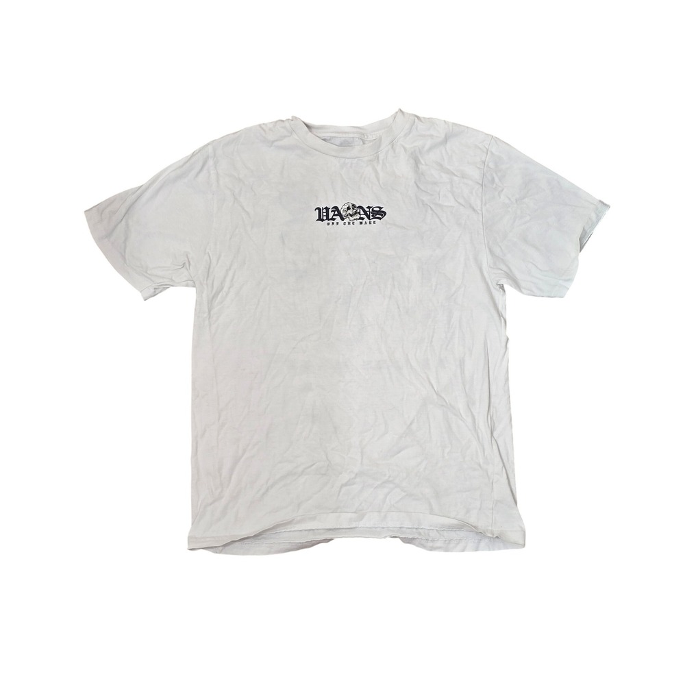 Vans Off The Wall Mens Large White Graphic T-Shirt Skeleton BMX Skull Cotton